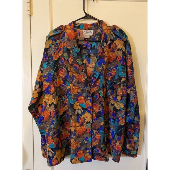 Vintage Top Jacket Blouse by Cali a Division of Carry Back Ltd Size 18W Floral - Picture 11 of 11
